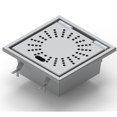 Stainless Steel Drain with Hinged Lid - 300x300x120mm